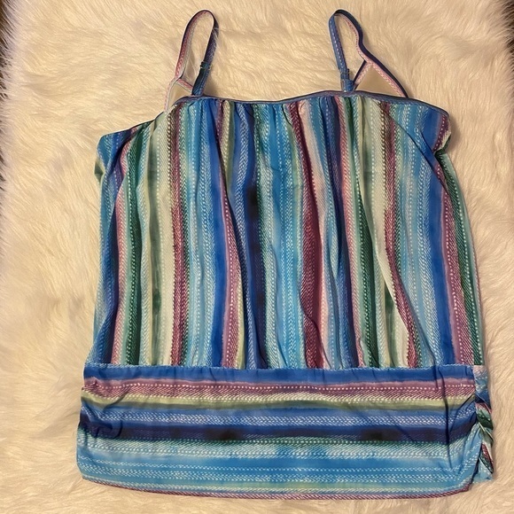 Swimsuits For All Swimsuit Tank Top‎ Womens Size 24 Blue Sleeveless Wireless - Picture 5 of 8